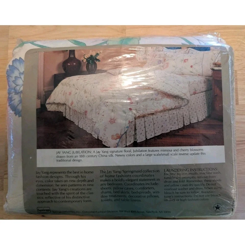 VTG Wamsutta JAY YANG Jubilation Full Flat Sheet Percale Floral Non-iron 180 tc‎